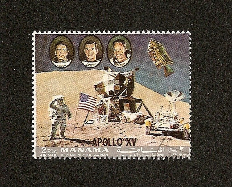 MANAMA Depend. of AJMAN  -Apolo 15 -Astronautas-módulos lunar y de alunizaje y rover lunar LRV