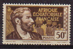 AFRICA ECUATORIAL FRANCESA 1947 SCOTT 48 SELLO NUEVO PIERRE SAVORGNAN DE BRAZZA