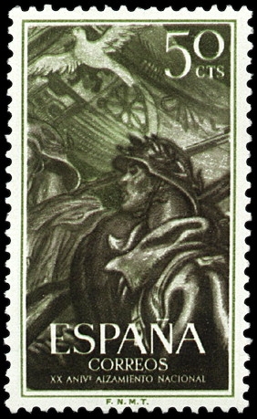 ESPAÑA SEGUNDO CENTENARIO NUEV Nº 1188 ** 70C VERDE ALZAMIENTO NACIONAL