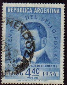 ARGENTINA 1956 Scott 653 Sello Cent. del Sello Juan G. Pujol Usado Michel 641 Yvert563