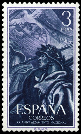 ESPAÑA SEGUNDO CENTENARIO NUEV Nº 1190 ** 3P AZUL OSCURO ALZAMIENTO NACIONAL