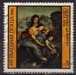 BULGARIA 1980 Scott 2718 Sello Pintura Leonardo da Vinci Santa Ana usado Yvert2581 Michel 2935