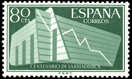 ESPAÑA SEGUNDO CENTENARIO NUEV Nº 1197 ** 80C VERDE CLARO ESTADISTICA