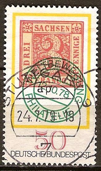 Dia del sello y el Movimiento Mundial de Filatelia. 1850 3pf. sello de Sajonia.
