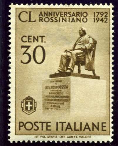 150 Aniversario del Nacimiento del compositor  Rossini. Monumento a Rosini en Pesara
