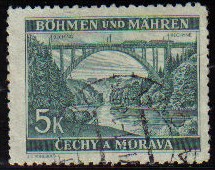 CHECOSLOVAQUIA BOHEMIA Y MORAVIA 1940 Scott 44 Sello Lainsitz Puente Cerca de Bechyně Usado