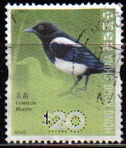 CHINA HONG KONG 2006 SELLOS SERIE PAJAROS COMMON MAGPIE