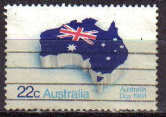 AUSTRALIA 1981 Michel 740 SELLO DIA DE AUSTRALIA BANDERA EN RELIEVE DEL PAIS