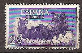 ESPAÑA SEGUNDO CENTENARIO USD Nº 1255 (0) 20C VIOLETA AZUL TAUROMAQUIA