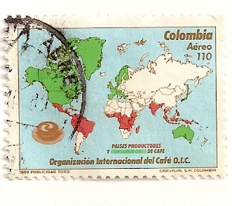 Paises consumidores y paises productores de cafe.