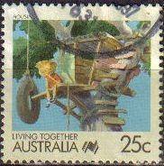 AUSTRALIA 1988 Michel 1084 SELLO LIVING TOGETHER COMICS ROBINSON
