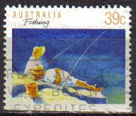AUSTRALIA 1989 Scott 1109 Sello Deportes Pesca Fishing usado Michel 1142DD 