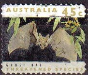 AUSTRALIA 1992 Scott 1235b Sello Especies amenazadas extinción Quiropteros Murcielago Ghost Bat usad