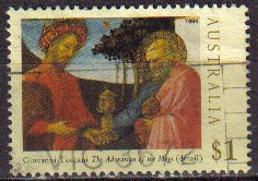 Australia 1994 Scott 1394 Sello º Navidad Pintor Giovanni Toscani San José recibiendo el Incienso