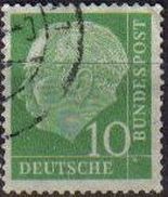 ALEMANIA 1957 Scott 708 Sello Presidente Heinrich Lubke 10 Usado Michel 183 Allemagne Duitsland Germ