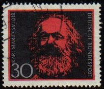 ALEMANIA 1968 Scott 985 Sello º Personajes Karl Marx (1818-83) 30 Michel 554 Yvert425 Allemagne