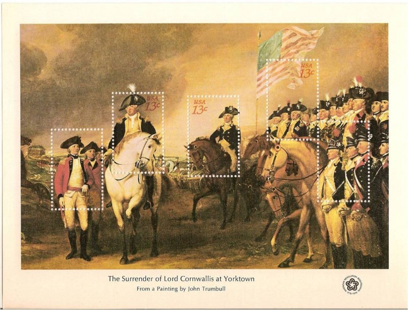 Bicentenal souvenir sheets / the surrender of lord Cornwallis at yorktown / 13C.