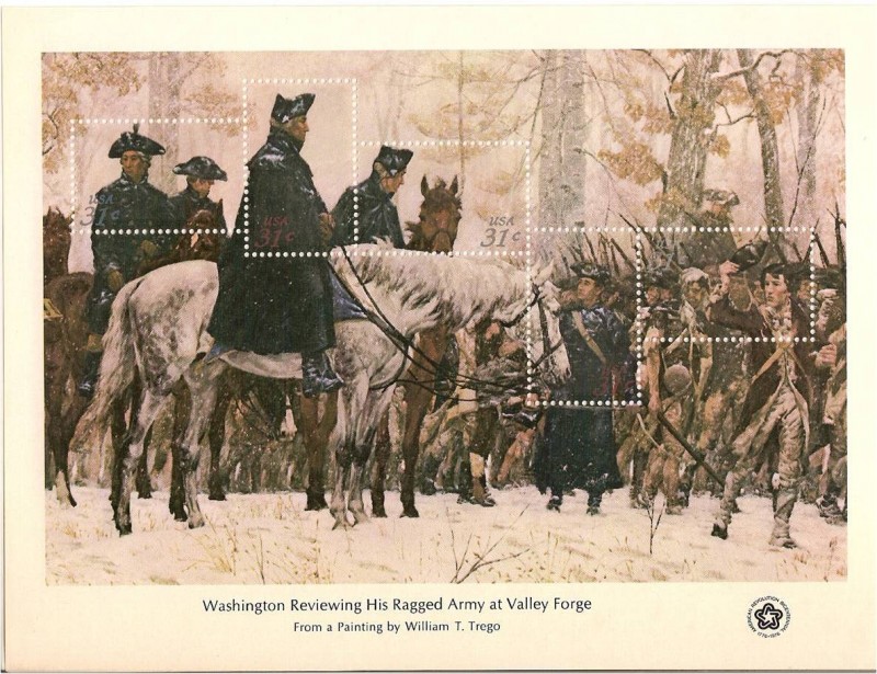 Bicentennial souvenir Sheets / washington reviewing his ragged army at valley forge