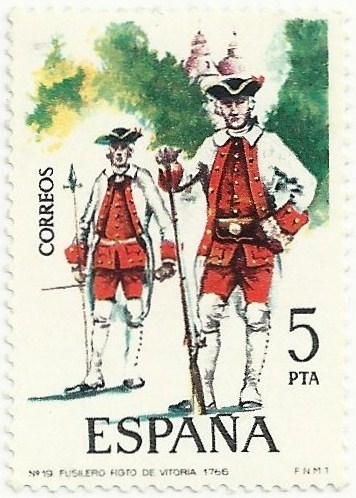 UNIFORMES MILITARES. Nº19 FUSILERO REGIMIENTO VITORIA 1766. EDIFIL 2239