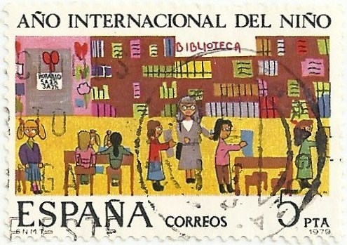 (54) AÑO INTERNACIONAL DEL NIÑO.LA BIBLIOTECA, DIBUJO INFANTIL. EDIFIL 2519 