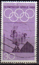 ALEMANIA 1968 Scott 986 Sello Juegos Olimpicos México Pierre de Coubertein 30 Usado Michel 563 Allem