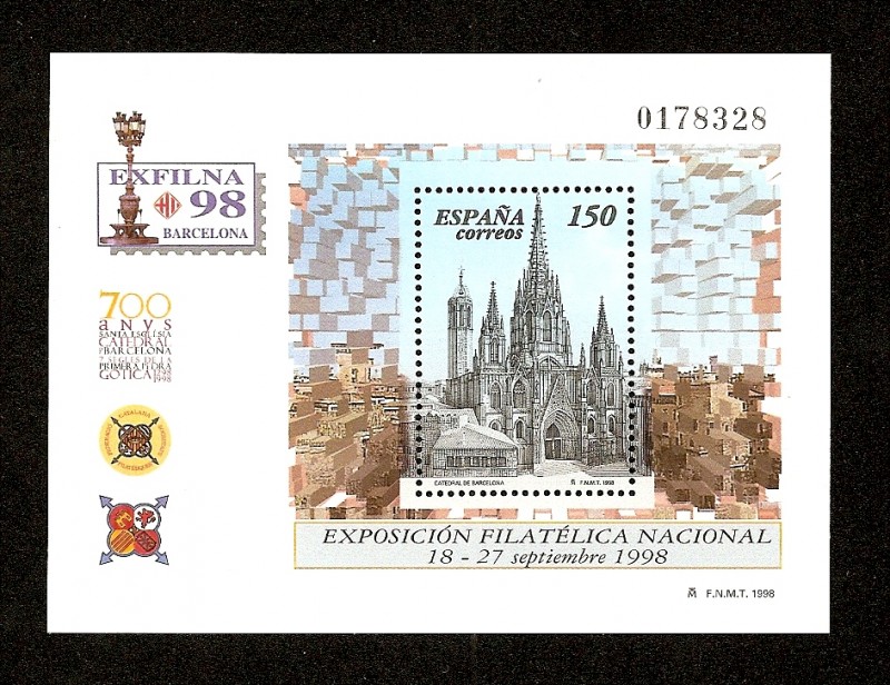 Exposición Filatelica Nacional - Exfilna 98 - Catedral de Barcelona  HB