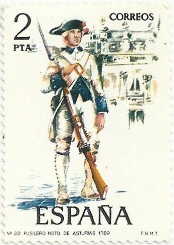 UNIFORMES MILITARES. Nº22 FUSILERO REGIMIENTO ASTURIAS 1789. EDIFIL 2278