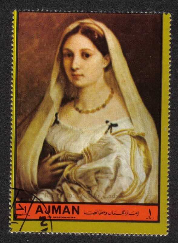 Ajman, Pinturas de retrato 1972 (II). Mujer con velo; por Raphael