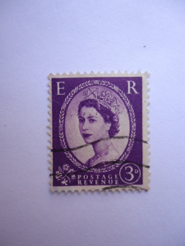 Elizabeth II - Sello de 3 penique Gran Bretaña (Viejos)-Serie Tipo X