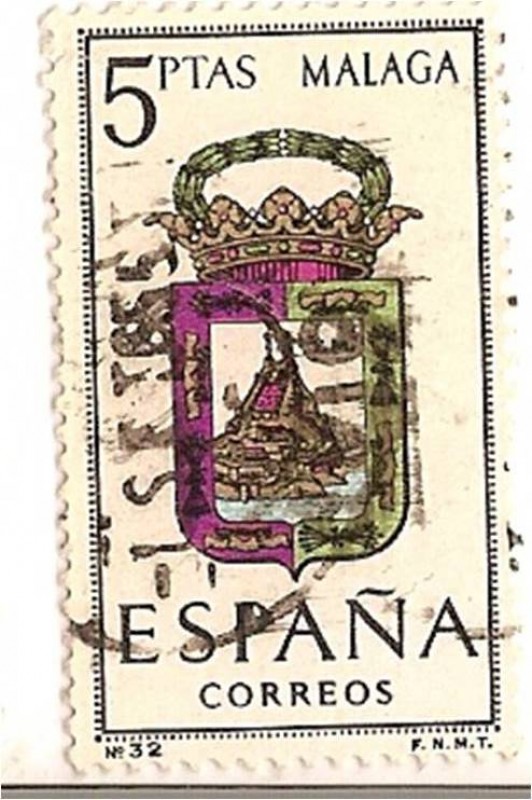 España Correos / Malaga / 5 pecetas