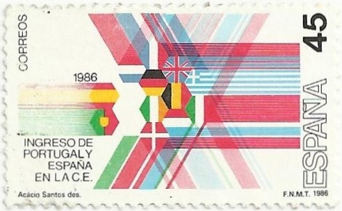 INGRESO DE PORTUGAL Y ESPAÑA A LA CE. ALEGORIA. EDIFIL 2828