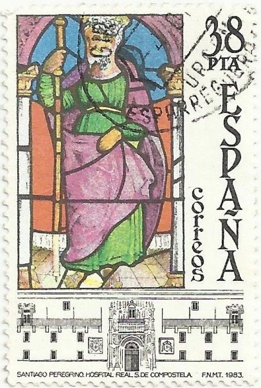 VIDRIERAS ARTÍSTICAS.SANTIAGO PEREGRINO. HOSPITAL REAL DE SANTIAGO.EDIFIL 2723