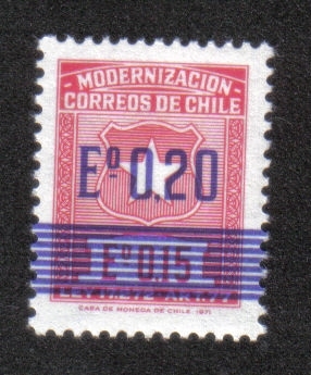 Postal overprint 20c on 15c red