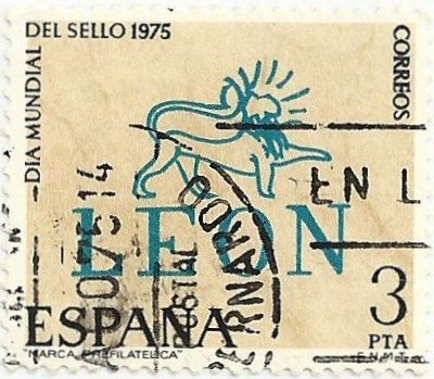 DIA MUNDIAL DEL SELLO 1975. MARCA PREFILATÉLICA DE LEÓN. EDIFIL 2261