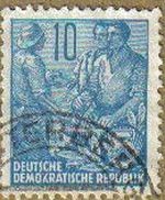 ALEMANIA DDR 1955 Michel 457 Sello Serie Basica Agricultores Usado