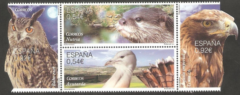 4915 a 4918 - Búho, Nutria, Avutarda y Águila