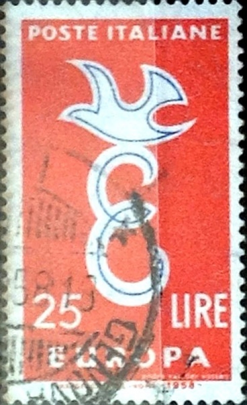 Intercambio 0,20 usd 25 liras 1958