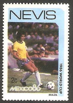 Nevis - Mundial de fútbol México 86, jugador brasileño