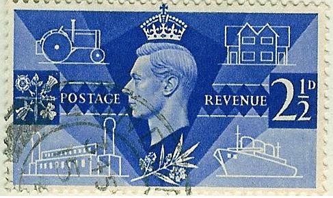 Jorge VI y símbolos de la paz y de la industria