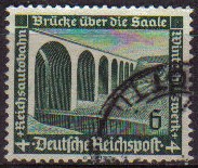 DEUTSCHES REICH 1936 Scott B96 Sello Puente sobre el rio Saale, Sajonia Arquitectura Moderna Alemani