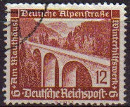 DEUTSCHES REICH 1936 Scott B98 Sello Carretera Alpina Alemana Arquitectura Moderna Alemania Usado