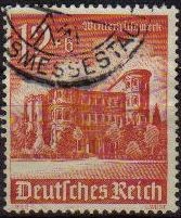 DEUTSCHES REICH 1940 ScottB182 Sello Porta Nigra Trier Arquitectura Edificios Alemania Usado Michel