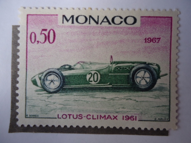 Lotus-Climax 1961-Serie:Gran Prix de Monaco - 25° Carrera Ganadora - Sello de 0,50 fr. Monegasco.