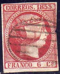 ESPAÑA 1853 17 Sello Isabel II 6c Usado