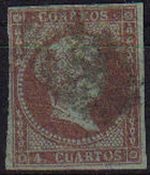 ESPAÑA 1855 40 Sello Isabel II 4c Usado