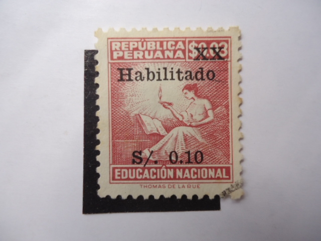 república Ecuatoriana . Educación Nacional. Overprint PE Z43-Sobreimpresa.