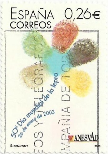 DIA MUNDIAL DE LA LEPRA. LOGOTIPO DEL 50º ANIVERSARIO. EDIFIL 3959