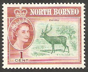 Norte Borneo - 315 - Elizabeth II, y un ciervo