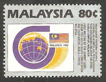 448 - Mapamundi y bandera de Malasia