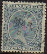 ESPAÑA 1889-99 221 Sello Alfonso XIII 25c. Tipo Pelón Usado
